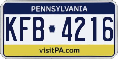 PA license plate KFB4216