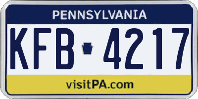 PA license plate KFB4217