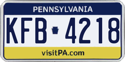 PA license plate KFB4218