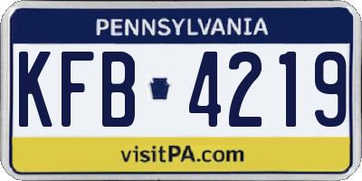 PA license plate KFB4219