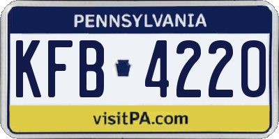PA license plate KFB4220