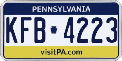PA license plate KFB4223