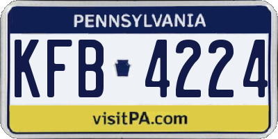 PA license plate KFB4224
