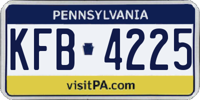 PA license plate KFB4225