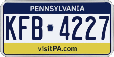 PA license plate KFB4227