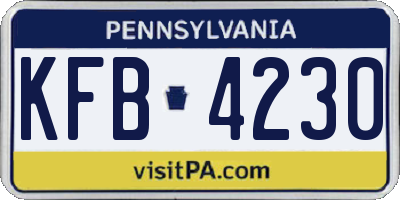 PA license plate KFB4230
