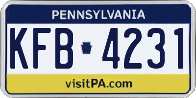 PA license plate KFB4231