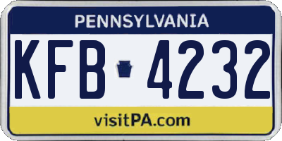 PA license plate KFB4232