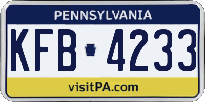 PA license plate KFB4233