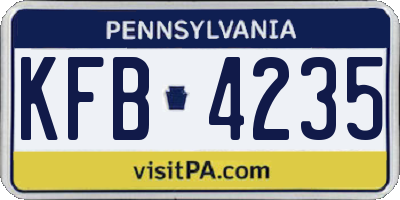 PA license plate KFB4235