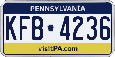 PA license plate KFB4236