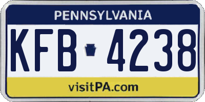 PA license plate KFB4238
