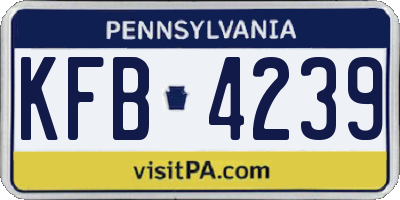 PA license plate KFB4239