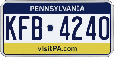PA license plate KFB4240