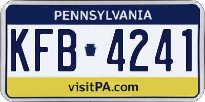PA license plate KFB4241