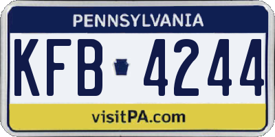 PA license plate KFB4244