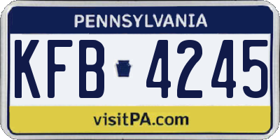 PA license plate KFB4245