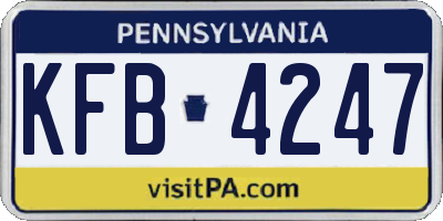 PA license plate KFB4247