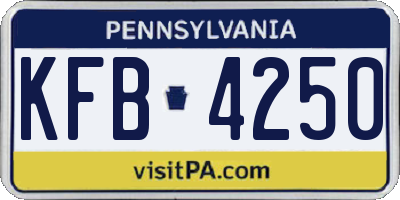 PA license plate KFB4250