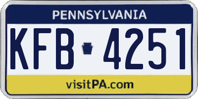 PA license plate KFB4251
