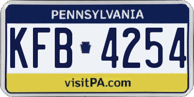 PA license plate KFB4254