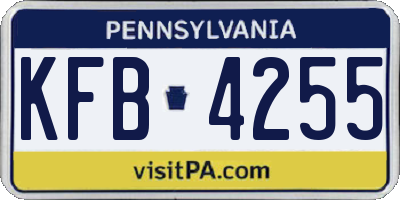 PA license plate KFB4255