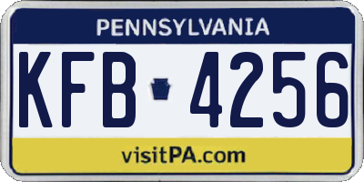 PA license plate KFB4256