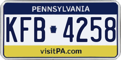 PA license plate KFB4258