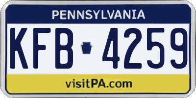PA license plate KFB4259