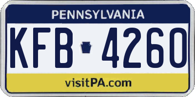 PA license plate KFB4260