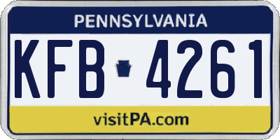 PA license plate KFB4261