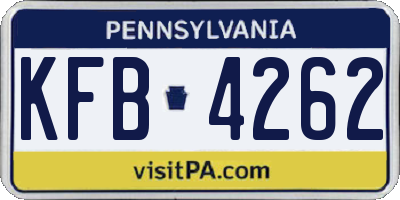 PA license plate KFB4262