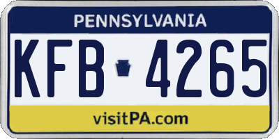 PA license plate KFB4265