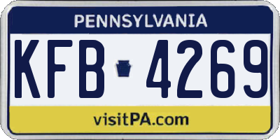 PA license plate KFB4269