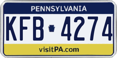 PA license plate KFB4274