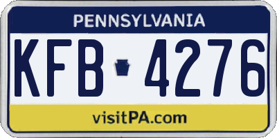 PA license plate KFB4276