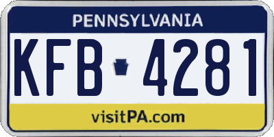 PA license plate KFB4281