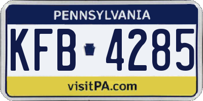 PA license plate KFB4285