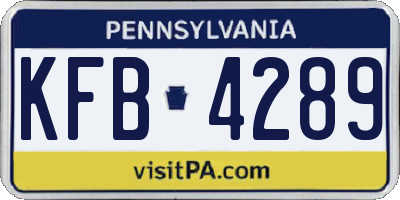 PA license plate KFB4289