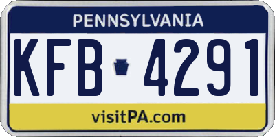 PA license plate KFB4291