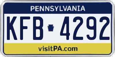 PA license plate KFB4292
