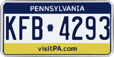 PA license plate KFB4293