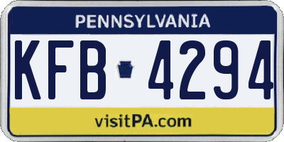 PA license plate KFB4294