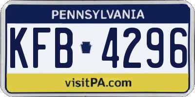 PA license plate KFB4296