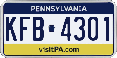 PA license plate KFB4301
