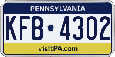 PA license plate KFB4302