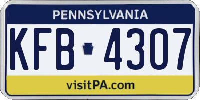 PA license plate KFB4307
