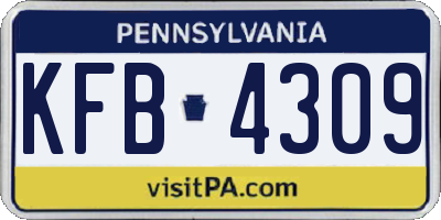 PA license plate KFB4309