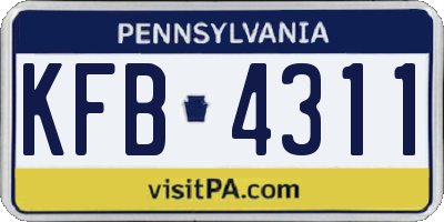PA license plate KFB4311