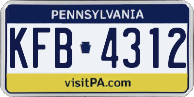 PA license plate KFB4312